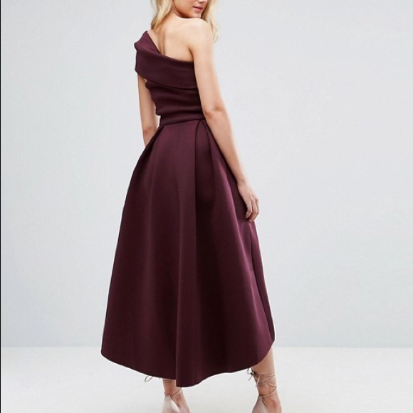 ASOS One Shoulder Scuba Midi Skater Dress - Picture 4 of 8